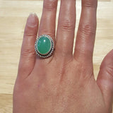 Chrysoprase Statement Ring - Green Gemstone Ring - Chrysoprase Bezel Ring