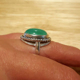 Chrysoprase Statement Ring - Green Gemstone Ring - Chrysoprase Bezel Ring