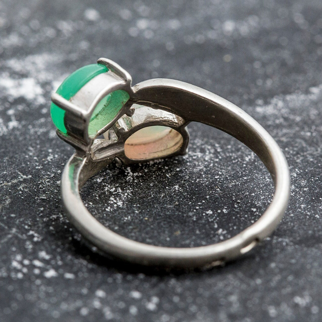 Graceful 925 Sterling Silver Opal Ring showcasing Natural White Australian Opal, a timeless gift for October celebrations.