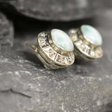 Genuine Larimar Earrings - Large Blue Studs - Vintage Blue Earrings