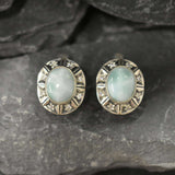 Genuine Larimar Earrings - Large Blue Studs - Vintage Blue Earrings