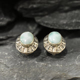 Genuine Larimar Earrings - Large Blue Studs - Vintage Blue Earrings