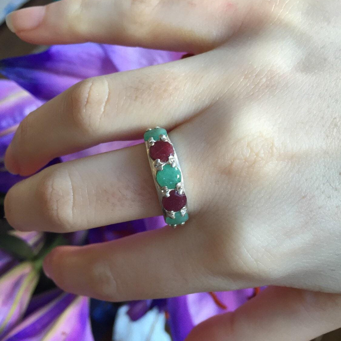 Natural Emerald Ring made in 925 Sterling Silver with Round Natural Green Emerald in Prong setting, May Birthstone gift idea, symbolizes growth, harmony, and deep emotional healing, ideal for everyday wear and perfect for birthday gifting and special occasions.