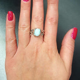 Leaf Larimar Ring - Genuine Larimar Ring - Boho Leaf Ring