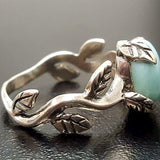 Leaf Larimar Ring - Genuine Larimar Ring - Boho Leaf Ring