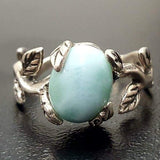 Leaf Larimar Ring - Genuine Larimar Ring - Boho Leaf Ring