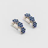 Created Sapphire Earrings made in 925 Sterling Silver with Round Created Blue Sapphire in Cluster setting, September Birthstone gift idea, symbolizes sincerity, truth, and faithfulness, ideal for everyday wear and perfect for birthday gifting and special occasions.