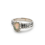 Boho Opal Ring - Genuine Fire Opal Ring - Solitaire Tribal Band