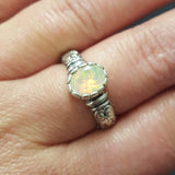 Boho Opal Ring - Genuine Fire Opal Ring - Solitaire Tribal Band