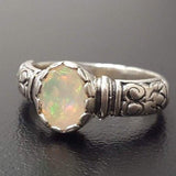 Boho Opal Ring - Genuine Fire Opal Ring - Solitaire Tribal Band