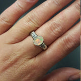 Boho Opal Ring - Genuine Fire Opal Ring - Solitaire Tribal Band