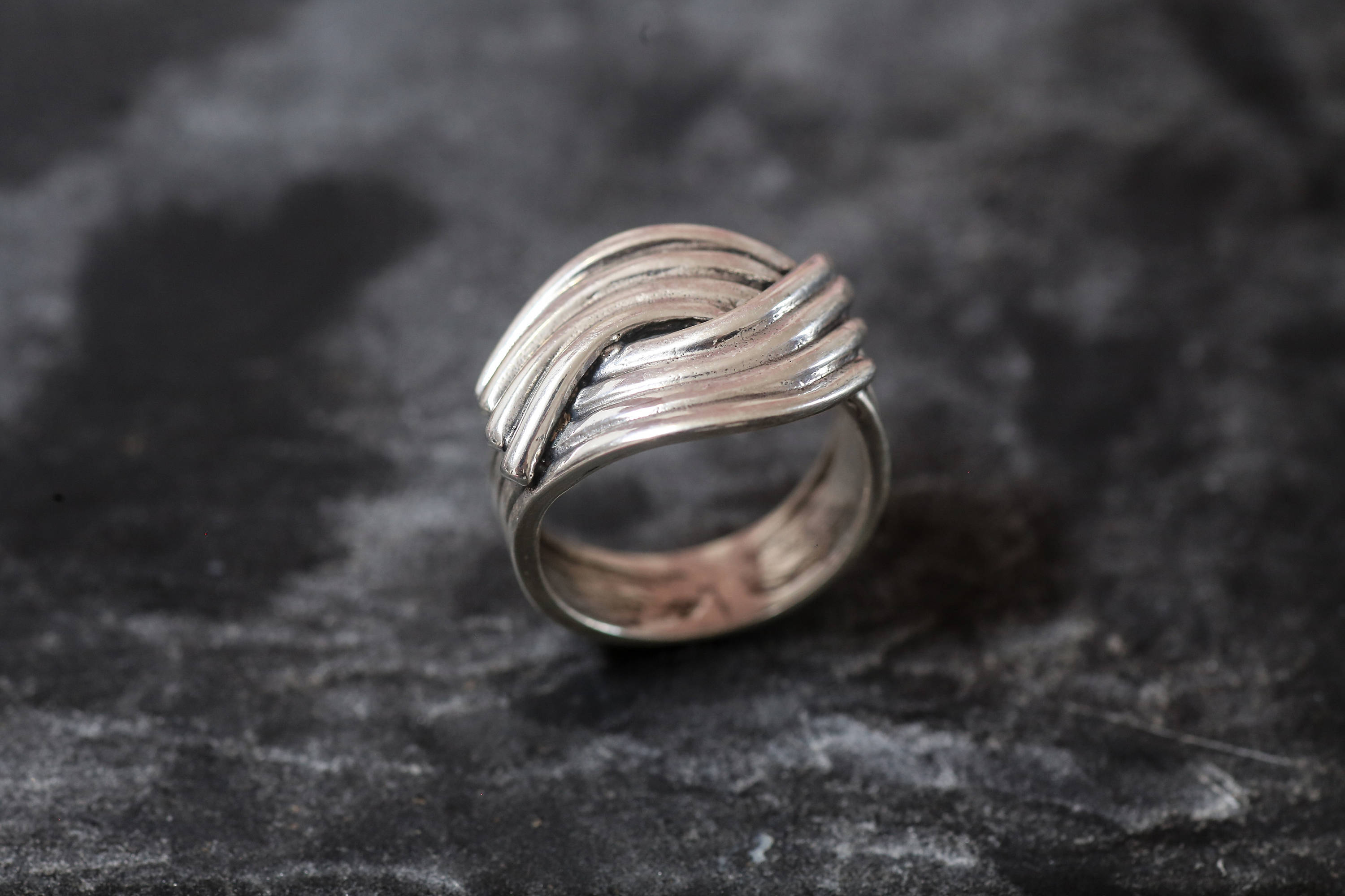 Silver Wave Ring, Bypass Ring, Solid Silver Ring, Statement Ring, Unique Silver Ring, Artistic Ring, Intertwined Ring, Sterling Silver Ring