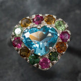 Blue Heart Ring - Blue Topaz Ring - December Birthstone Ring