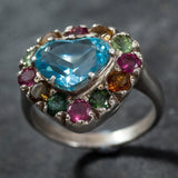 Blue Heart Ring - Blue Topaz Ring - December Birthstone Ring