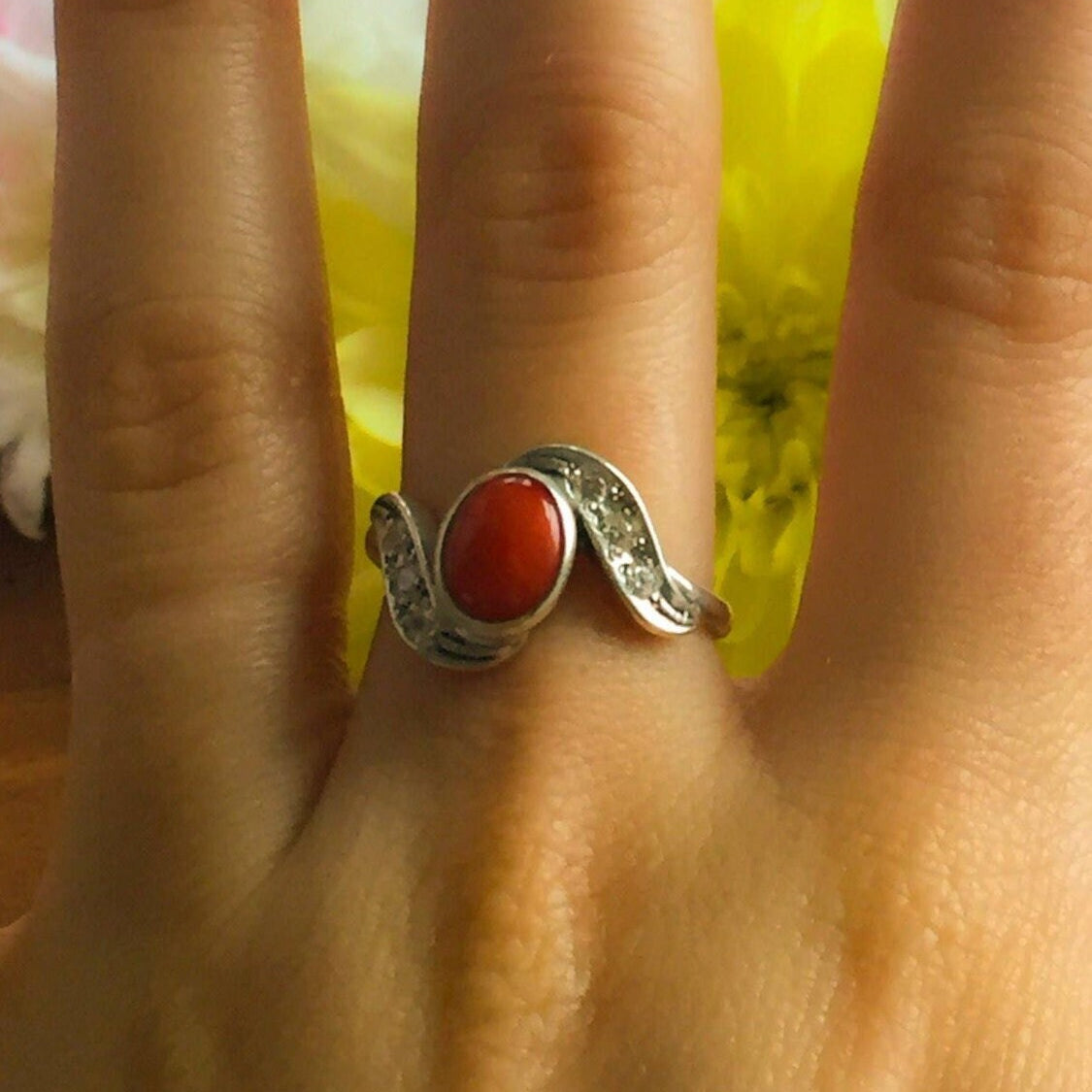 Coral Ring, Natural Coral, Red Coral Ring, March Birthstone, Vintage Coral Ring, Red Stone Ring, Vintage Rings, Solid Silver Ring, Coral