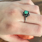 Chrysoprase Ring - Vintage Flower Rings - Rose Ring