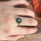 Chrysoprase Ring - Vintage Flower Rings - Rose Ring