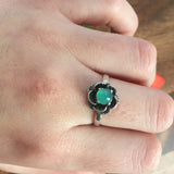 Chrysoprase Ring - Vintage Flower Rings - Rose Ring