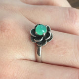 Chrysoprase Ring - Vintage Flower Rings - Rose Ring