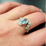 Aquamarine Gold Ring - Oval Aquamarine Ring - Vintage Aqua Ring