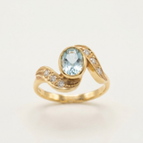 Aquamarine Ring - Sky Blue Ring - Vintage Bezel Ring