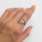 Aquamarine Gold Ring - Oval Aquamarine Ring - Vintage Aqua Ring