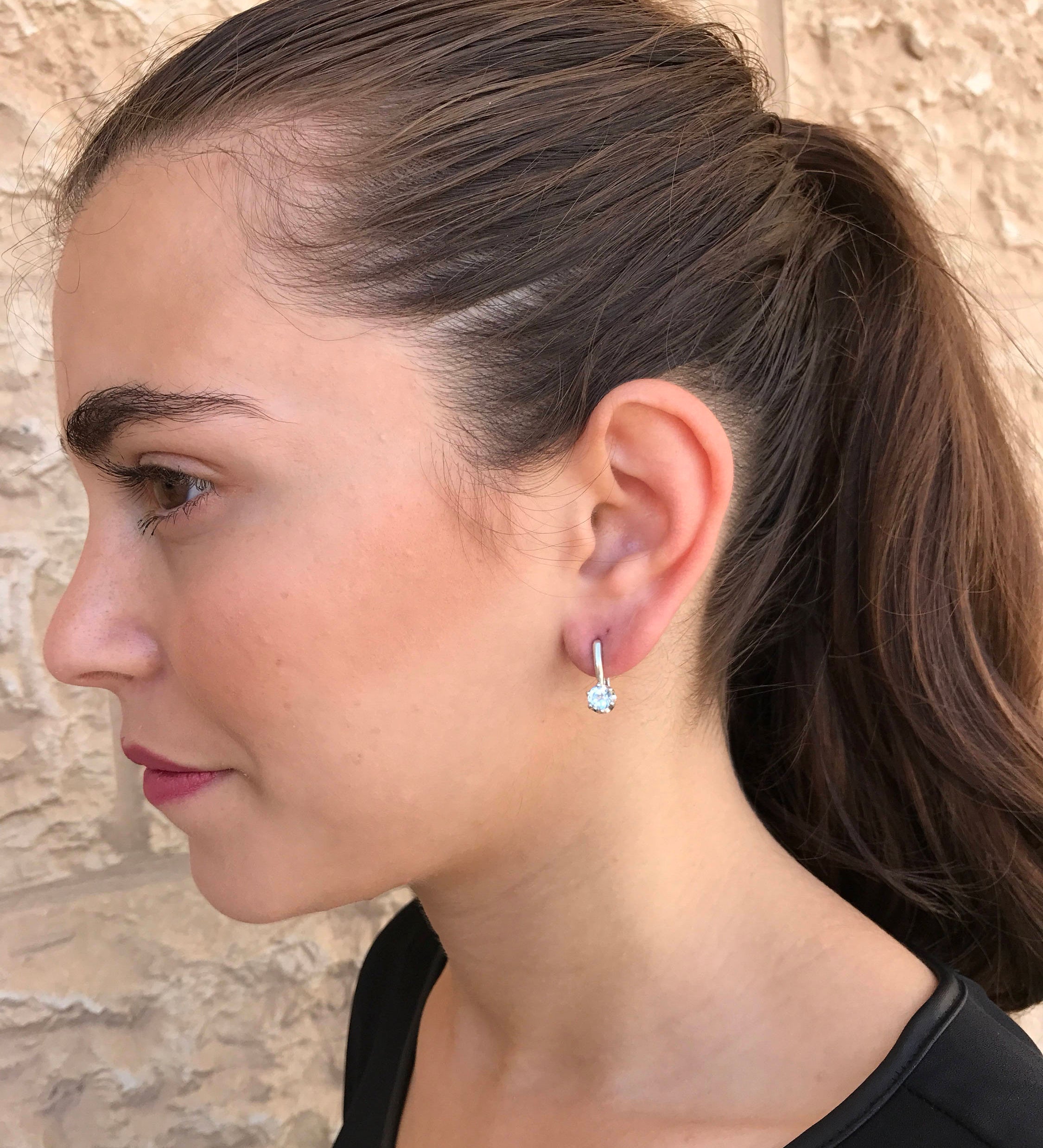 Blue Topaz Earrings, Natural Blue Topaz, Dainty Earrings, December Birthstone, Blue Studs, Delicate Earrings, Solid Silver Earrings, Topaz