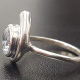 Swirl Diamond Ring - Sparkly Vintage Ring - Bezel Solitaire Ring