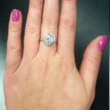 Swirl Diamond Ring - Sparkly Vintage Ring - Bezel Solitaire Ring