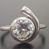 Swirl Diamond Ring - Sparkly Vintage Ring - Bezel Solitaire Ring