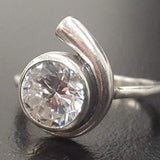 Swirl Diamond Ring - Sparkly Vintage Ring - Bezel Solitaire Ring