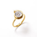 Swirl Diamond Ring - Rose Gold Ring - Round Cocktail Ring