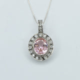 Vintage Morganite Pendant - Gold Morganite Necklace, Pink Oval Pendant
