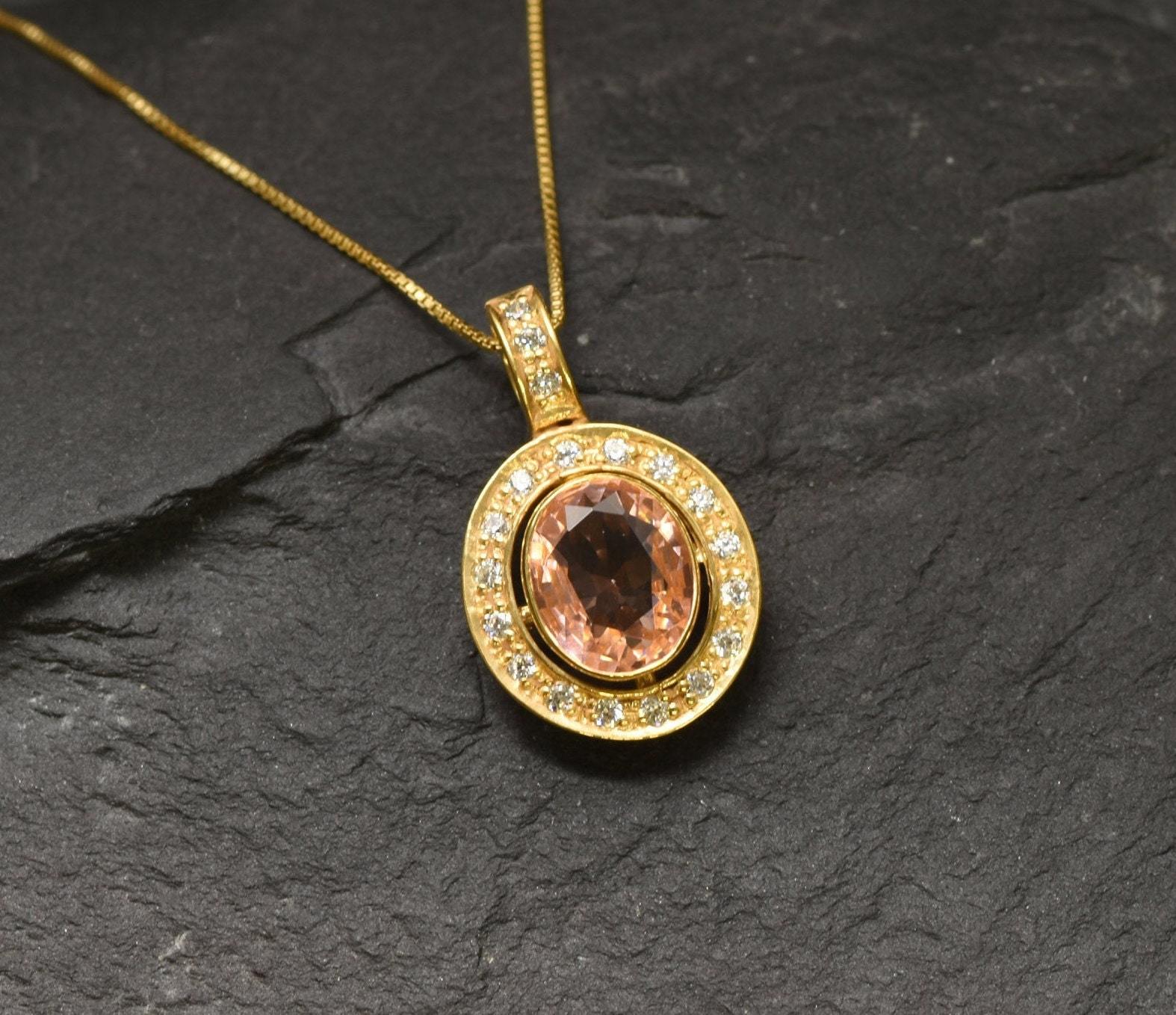 Morganite Pendant, Created Morganite, Victorian Pendant, Pink Vintage Pendant, Pink Diamond Pendant, Pink Pendant, Silver Pendant, Morganite(1)