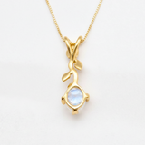 Radiant 18k Gold Vermeil Moonstone Pendant with oval rainbow stone, symbolizing hope and healing, perfect for everyday elegance.