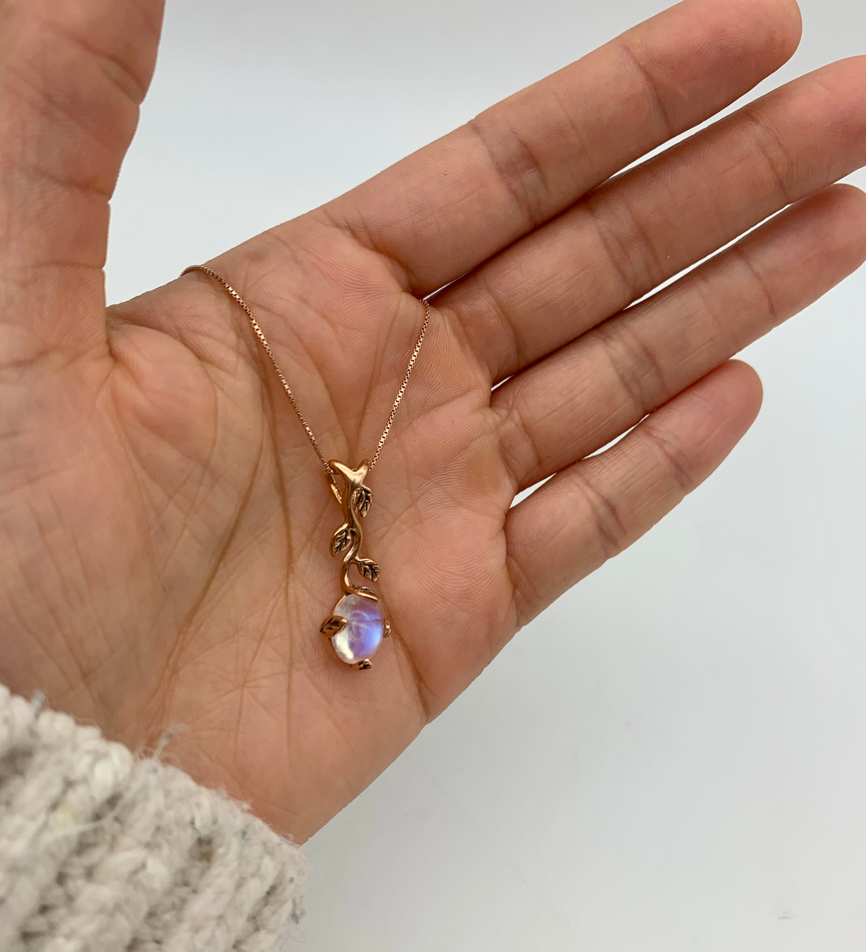 Moonstone Pendant, Natural Moonstone, June Birthstone, Silver Leaf Pendant, Vintage Leaf Pendant, Silver Floral Pendant, 925 Silver Pendant(3)