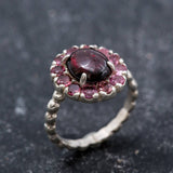 Gold Pink Tourmaline Ring - Gold Flower Ring - Vintage Tourmaline Ring