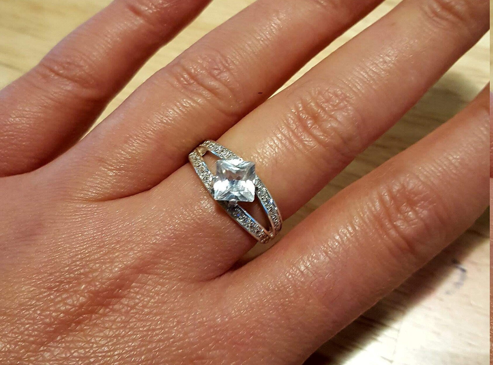 Square Topaz Ring, Natural Topaz Ring, Topaz Ring, Bridal Ring, Unique Ring, December Birthstone, Promise Ring, Solid Silver, White Topaz