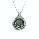 Green Diamond Necklace - Green Large Pendant - Round Statement Necklace