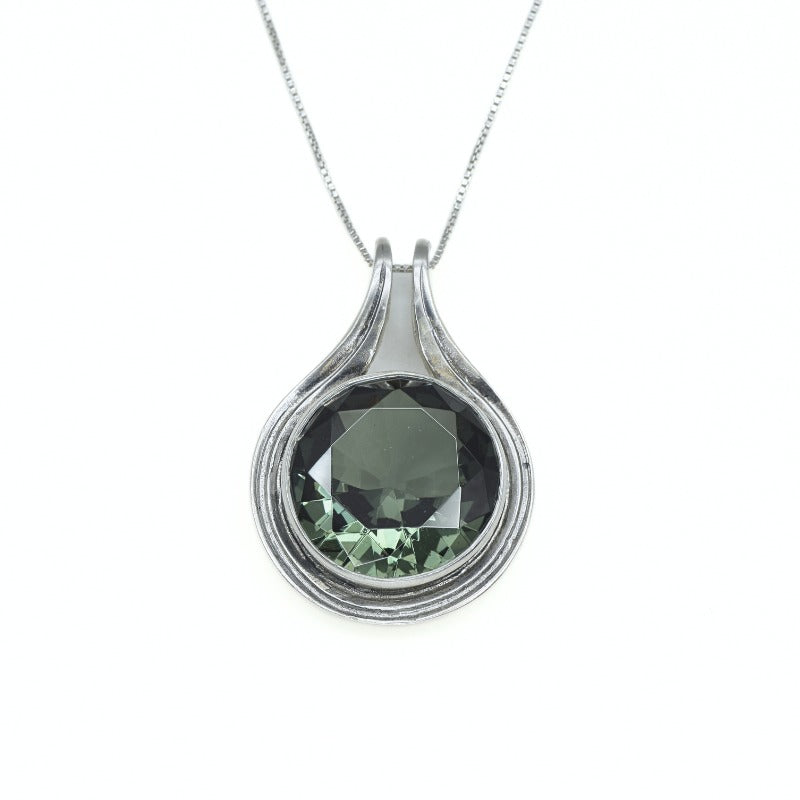 Statement Pendant, Green Diamond Pendant, Green Diamond, Lab Diamond Pendant, Green Pendant, Round Pendant, Solid Silver Pendant, Diamond