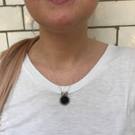 Black Onyx Pendant - Real Onyx Necklace - Round Statement Necklace