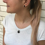 Black Onyx Pendant - Real Onyx Necklace - Round Statement Necklace