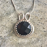 Black Onyx Pendant - Real Onyx Necklace - Round Statement Necklace