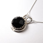 Black Onyx Pendant - Real Onyx Necklace - Round Statement Necklace