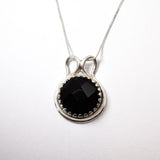 Black Onyx Pendant - Real Onyx Necklace - Round Statement Necklace