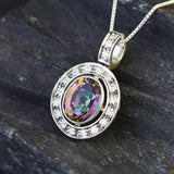 Mystic Topaz Necklace - Victorian Topaz Necklace - Purple Vintage Pendant