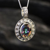 Mystic Topaz Necklace - Victorian Topaz Necklace - Purple Vintage Pendant