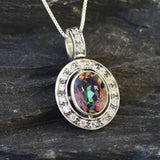 Mystic Topaz Necklace - Victorian Topaz Necklace - Purple Vintage Pendant