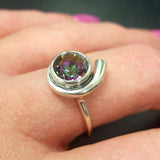 Mystic Topaz Ring - Purple Green Ring - Vintage Round Ring