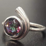 Mystic Topaz Ring - Purple Green Ring - Vintage Round Ring